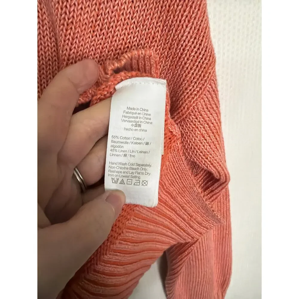J.Crew Women’s Medium Coral Knit Crewneck Sweater Ribbed Hem‎